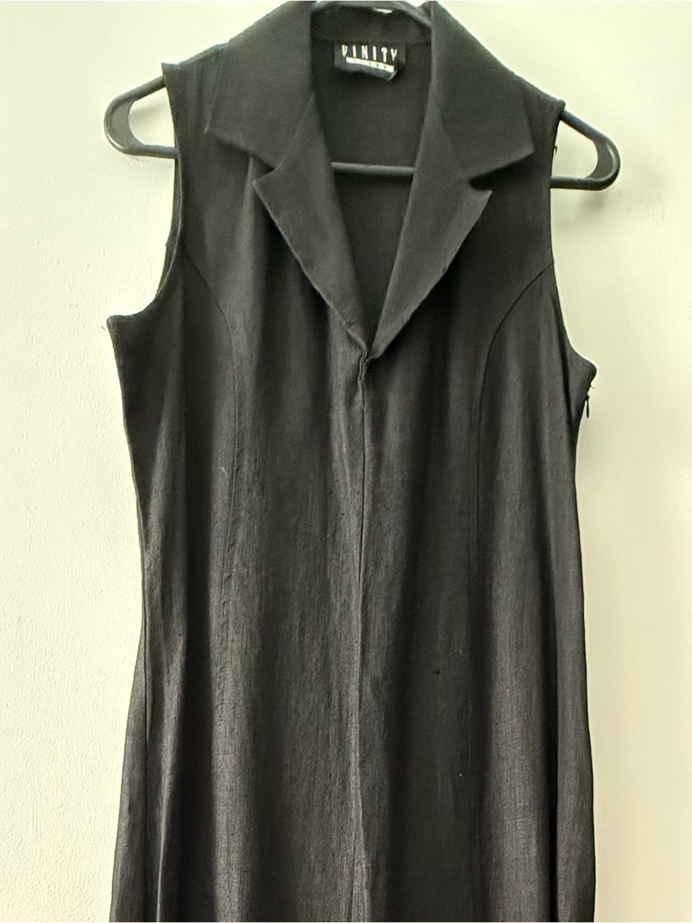 Finity Sleeveless Linen Black Collared Tunic Top Size 8